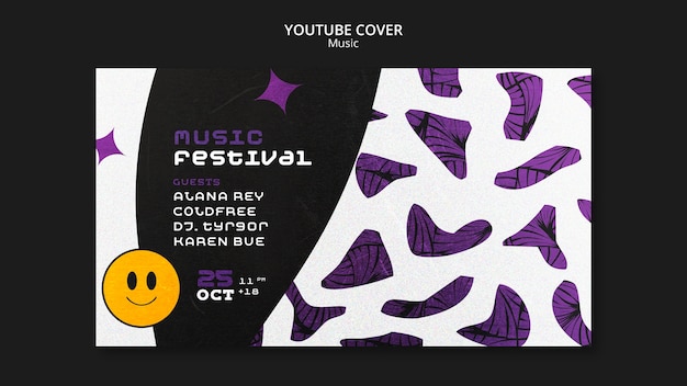 PSD grátis capa do youtube do festival de música
