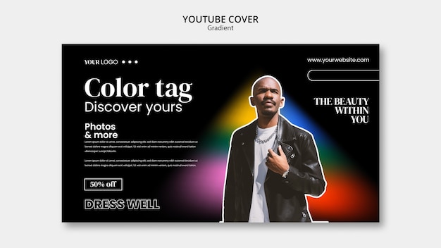 PSD grátis capa do youtube estilo gradientes