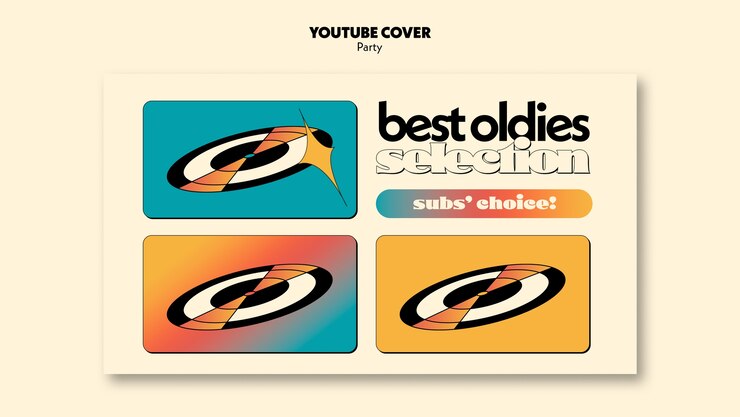PSD grátis capa do youtube festa retrô
