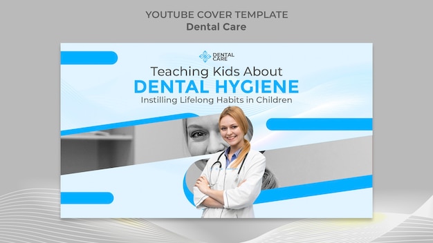 PSD grátis capa do youtube para atendimento odontológico de design plano