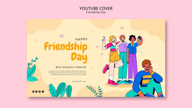 PSD grátis capa do youtube para celebração do dia da amizade