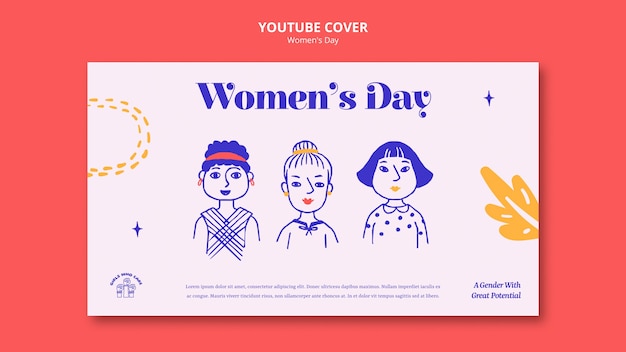 PSD grátis capa do youtube para comemoração do dia da mulher
