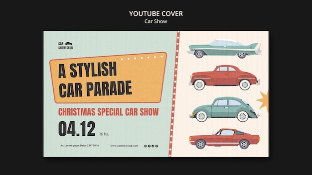 PSD grátis capa do youtube para feira de carros