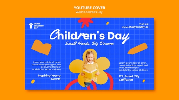 Capa do youtube para o Dia Mundial da Criança em design plano
