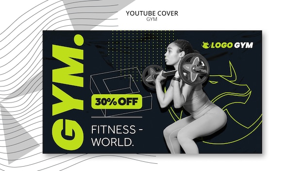Capa do youtube para treinamento de ginástica em design plano