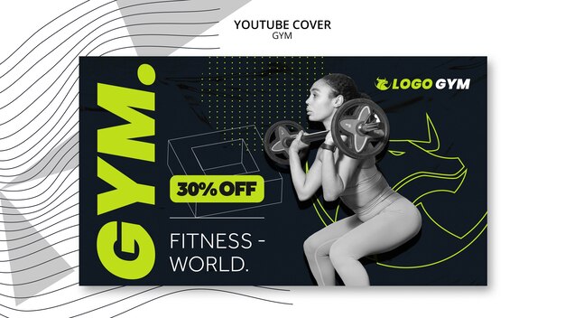 Capa do youtube para treinamento de ginástica em design plano