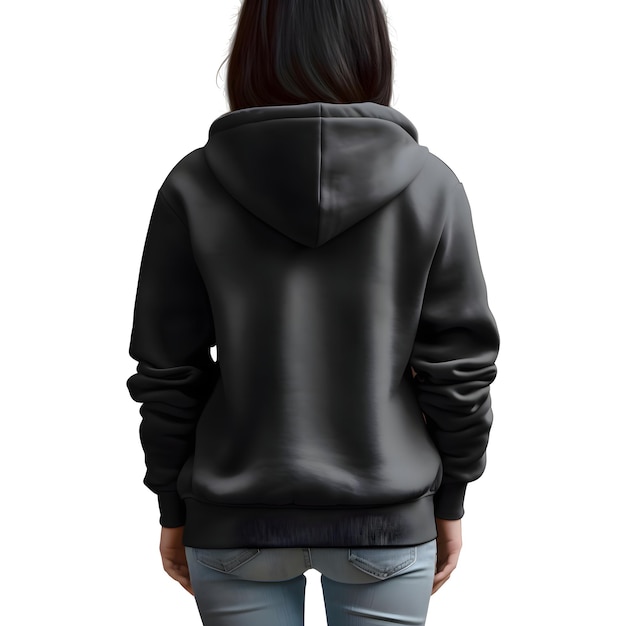 Capuz preto feminino em fundo branco renderização 3d