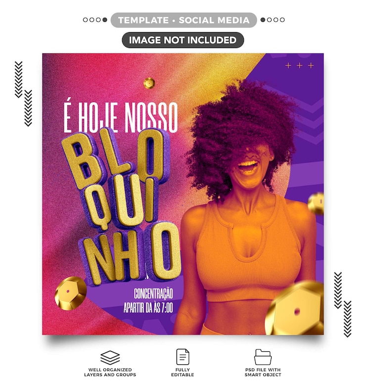 PSD grátis carnaval de feed de mídia social é hoje nosso bloco de carnaval