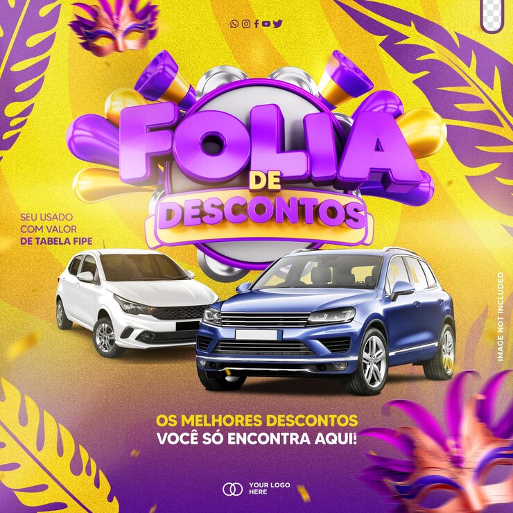 PSD grátis carnaval editable promocional psd alegria de descontos no carnaval do brasil