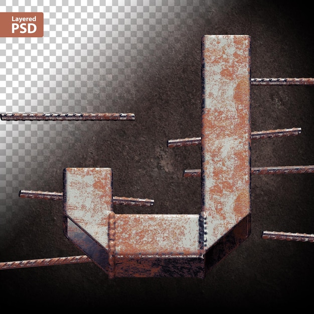 PSD grátis carta 3d feita de tubos de metal grunge soldados