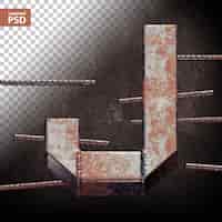 PSD grátis carta 3d feita de tubos de metal grunge soldados