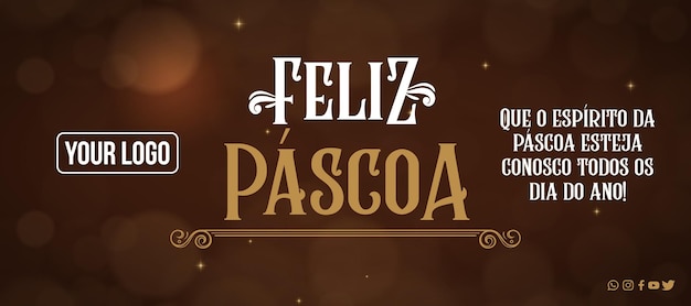 Cartão de banner de mídia social feliz páscoa