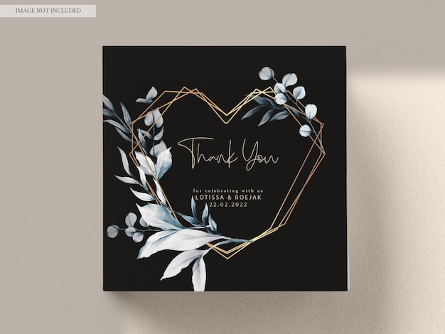 PSD grátis cartão de convite de casamento de luxo com lindas folhas aquarela