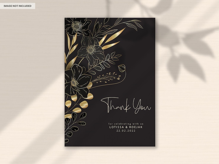PSD grátis cartão de convite de casamento floral de ouro de luxo