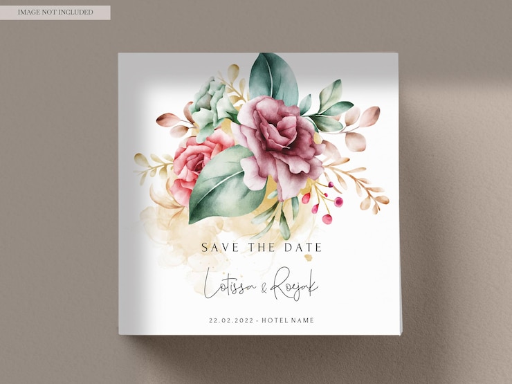 PSD grátis cartão de convite de casamento floral em aquarela desenhado à mão