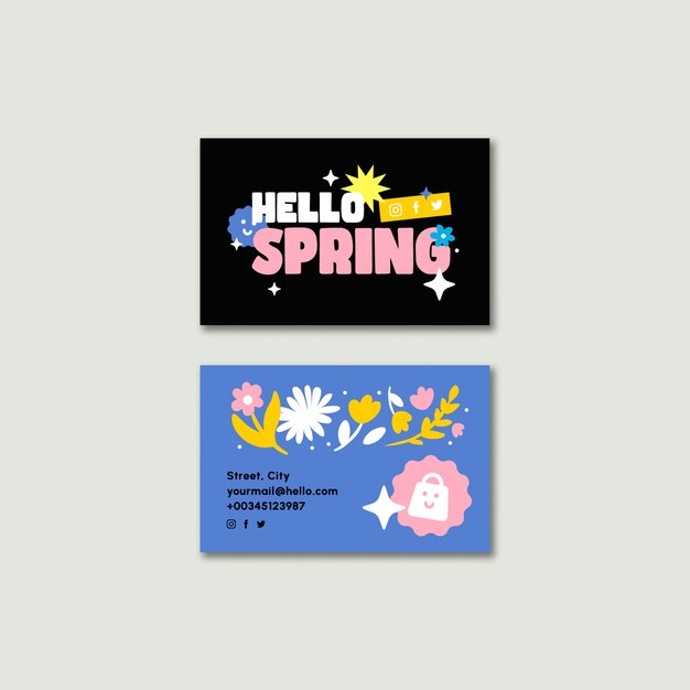 Cartão de visita de venda de primavera de design plano