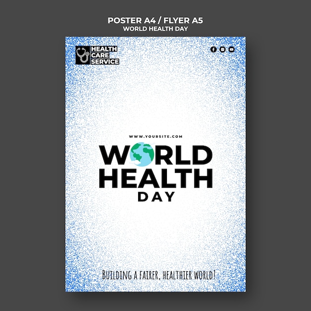 PSD grátis cartaz a4 do dia mundial da saúde/modelo de folheto a5