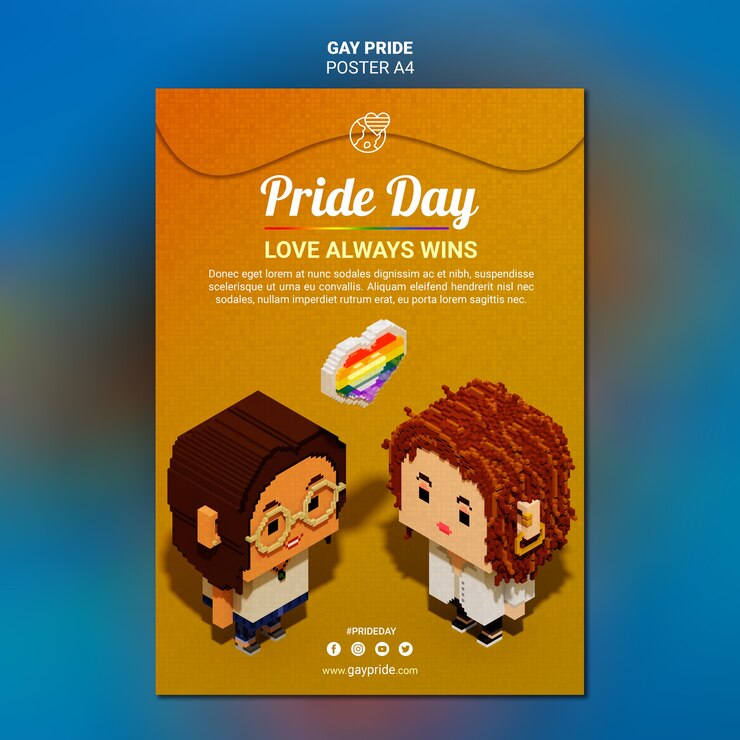 PSD grátis cartaz colorido do modelo do orgulho gay