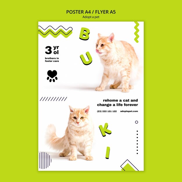 Cartaz com tema de modelo de adoção de animais