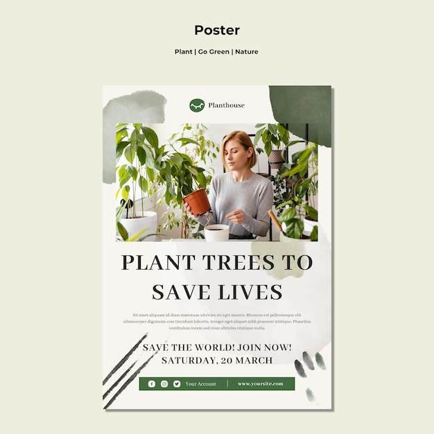 Cartaz da planta vai verde natureza