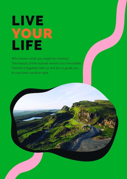 Cartaz de anúncio psd do modelo de marketing da montanha de viagens para agências