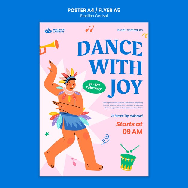 cartaz de celebração do carnaval brasileiro