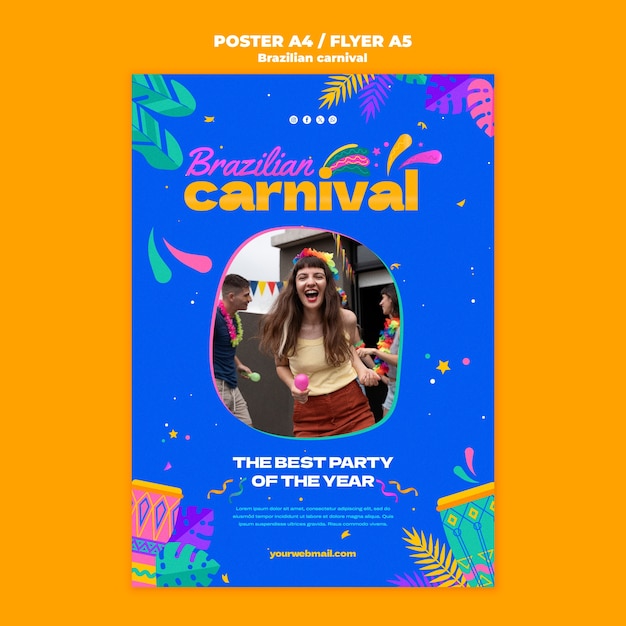 Cartaz de celebração do carnaval brasileiro