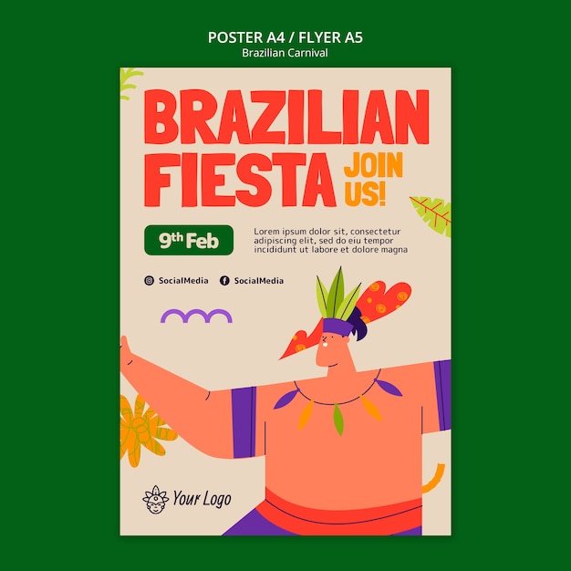 Cartaz de celebração do carnaval brasileiro