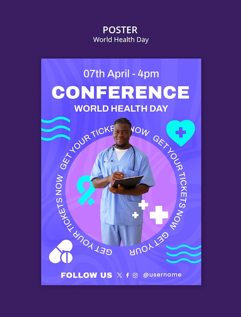 Cartaz de celebração do dia mundial da saúde