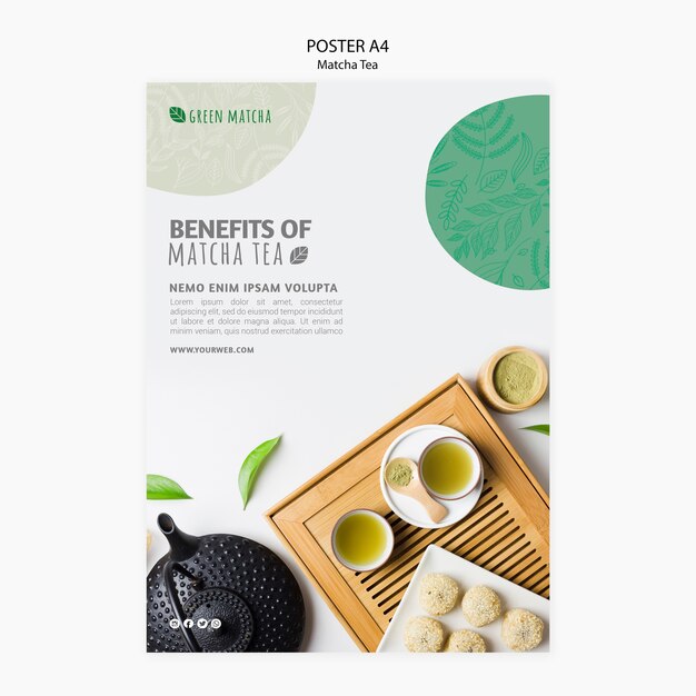 Cartaz de chá matcha orgânico