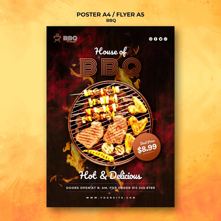 PSD grátis cartaz de churrasco