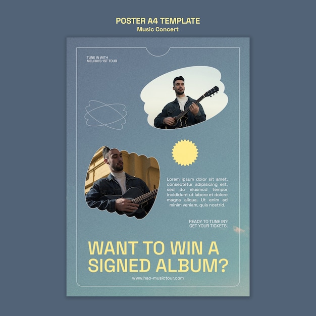 Cartaz de concerto de música gradiente a4