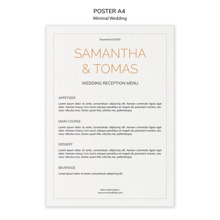 PSD grátis cartaz de convite de casamento mínimo
