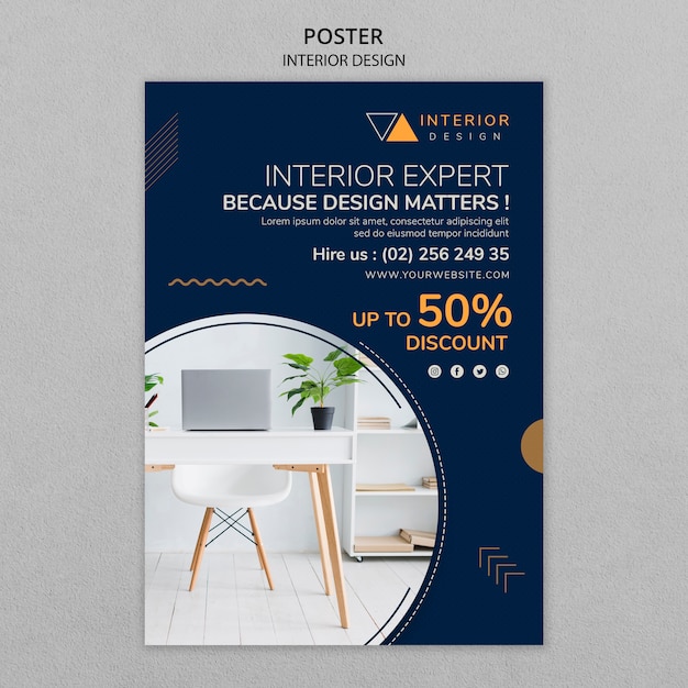 Cartaz de design de interiores com foto
