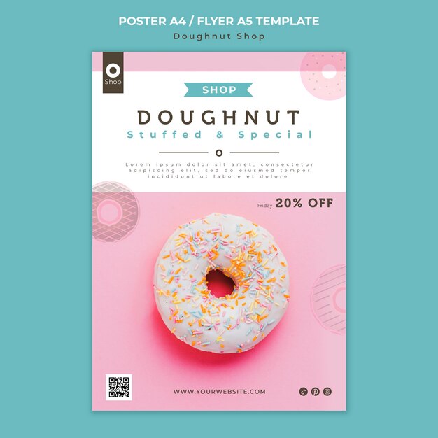 Cartaz de loja de donuts delicioso