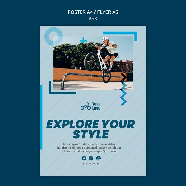 Cartaz de modelo de anúncio da loja Bmx