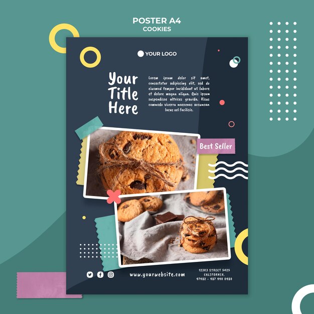 Cartaz de modelo de anúncio da loja de biscoitos