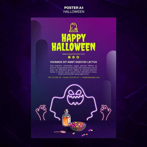 Cartaz de modelo de anúncio de evento de Halloween