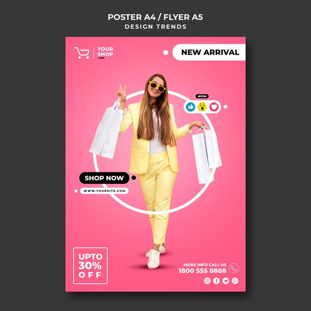 Cartaz de modelo de anúncio de mulher do Shopping