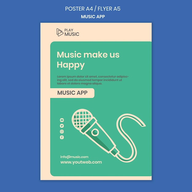 Cartaz de modelo de aplicativo de música