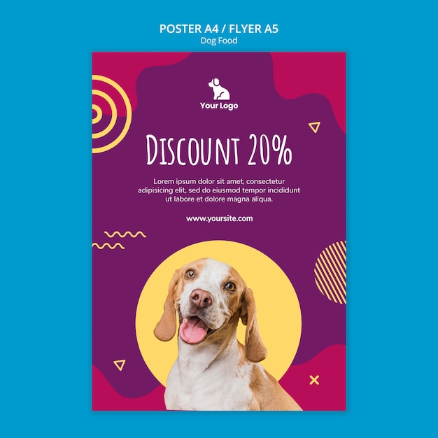 PSD grátis cartaz de modelo de comida de cachorro