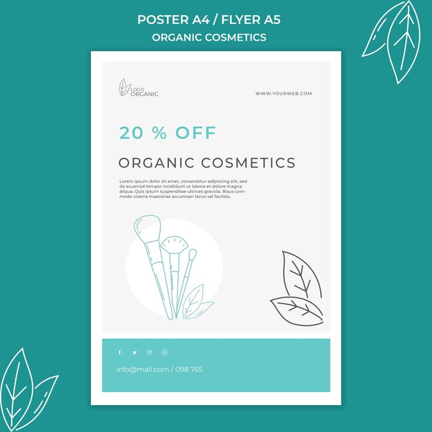 Cartaz de modelo de cosméticos orgânicos