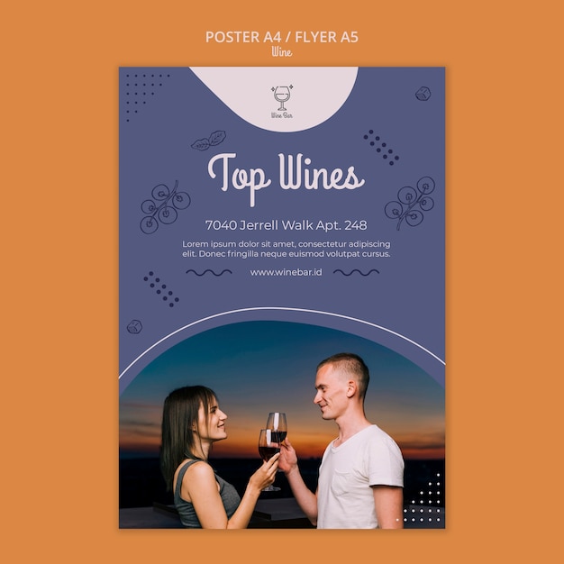 PSD grátis cartaz de modelo de loja de vinhos
