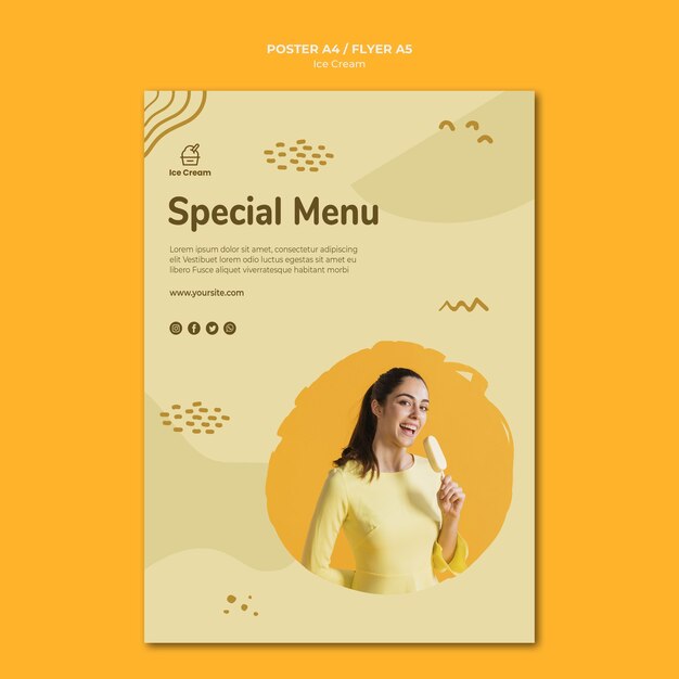 Cartaz de modelo de sorvete