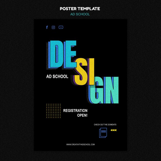 Cartaz de modelo promocional de escola de anúncios