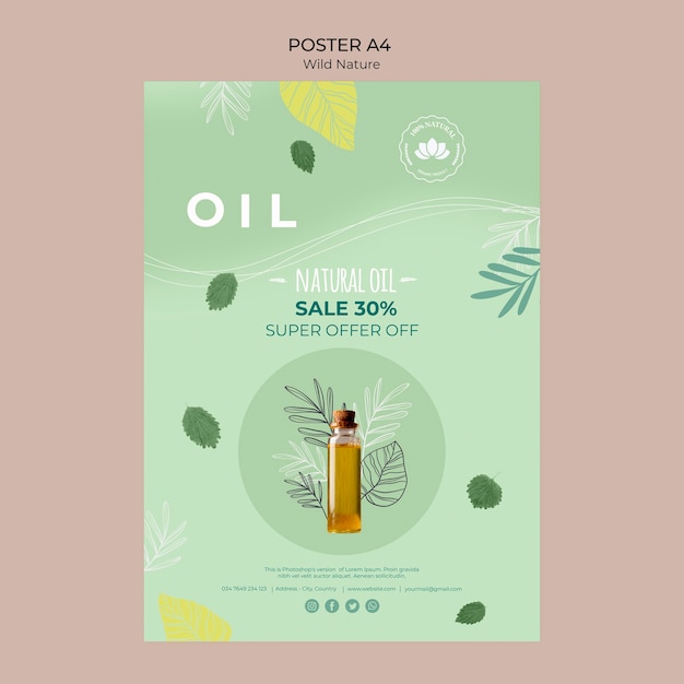 Cartaz de oferta especial de óleo natural