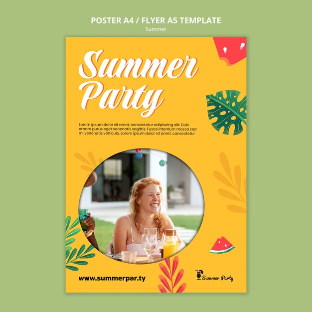Cartaz de temporada de verão com melancia
