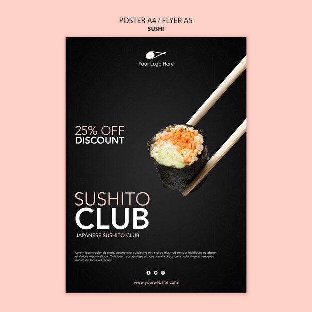 Cartaz modelo de restaurante de sushi