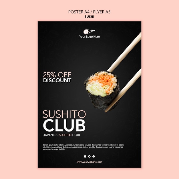 Cartaz modelo de restaurante de sushi