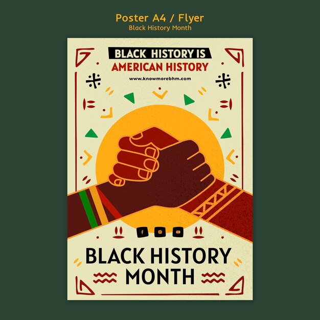 Cartaz ou modelo de folheto do mês da história negra